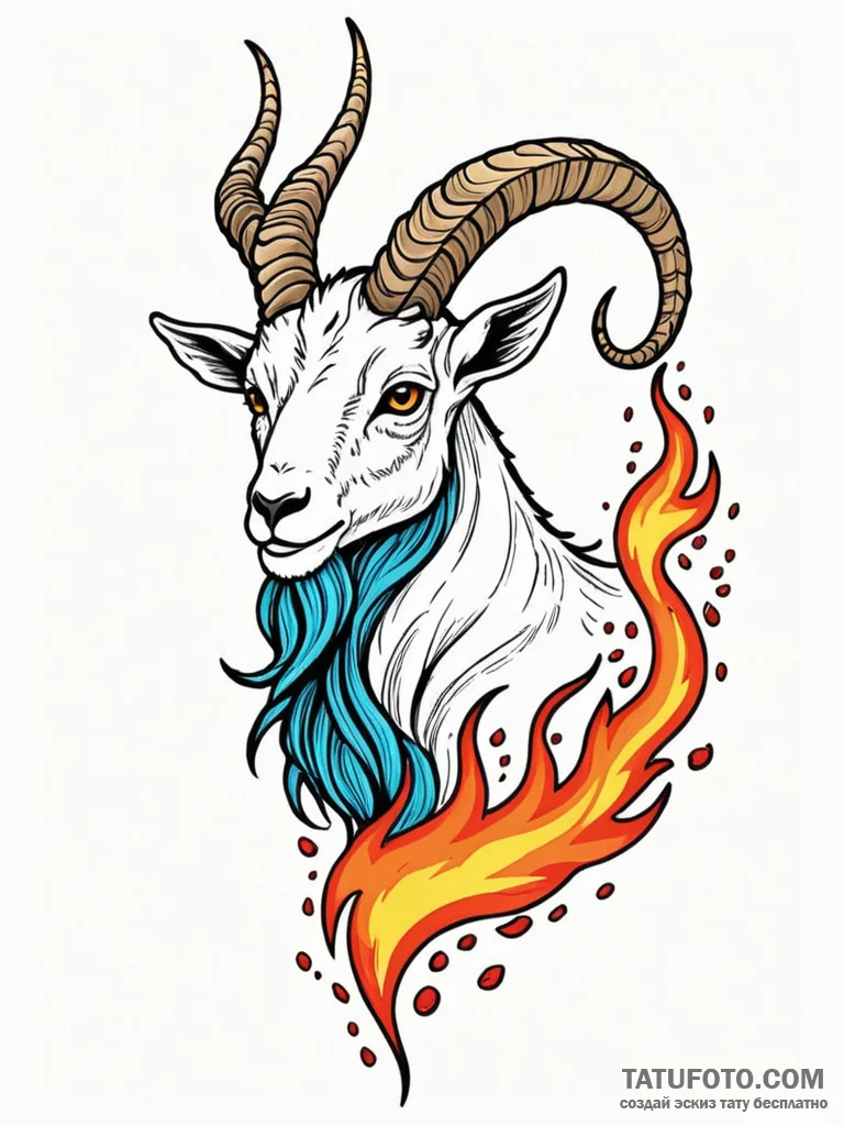 Tattoo design a capricorn goat-fish with a ti... - эскиз тату (№1752682710_0, 16.07.2025 16:18) — Tatufoto.com