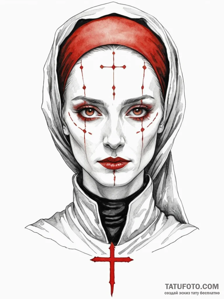 A watercolor portrait of lady jessica with be... - эскиз тату (№1752682867_0, 16.07.2025 16:21) — Tatufoto.com