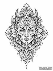 Tattoo design a minimalist 'quest' icon linew... - эскиз тату (№1752683024_0, 16.07.2025 16:23) — Tatufoto.com