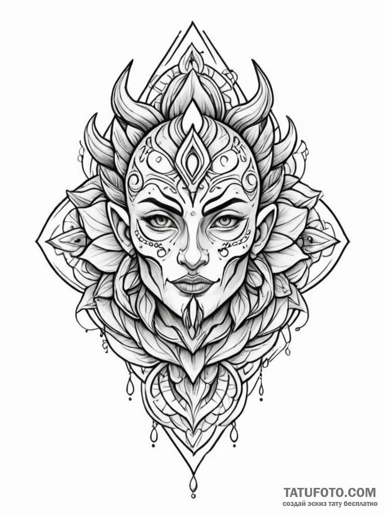 Tattoo design a minimalist 'quest' icon linew... - эскиз тату (№1752683024_0, 16.07.2025 16:23) — Tatufoto.com
