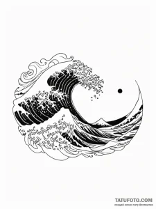 Tattoo sketch a simple, elegant wave, symboli... - эскиз тату (№1752683183_0, 16.07.2025 16:26) — Tatufoto.com