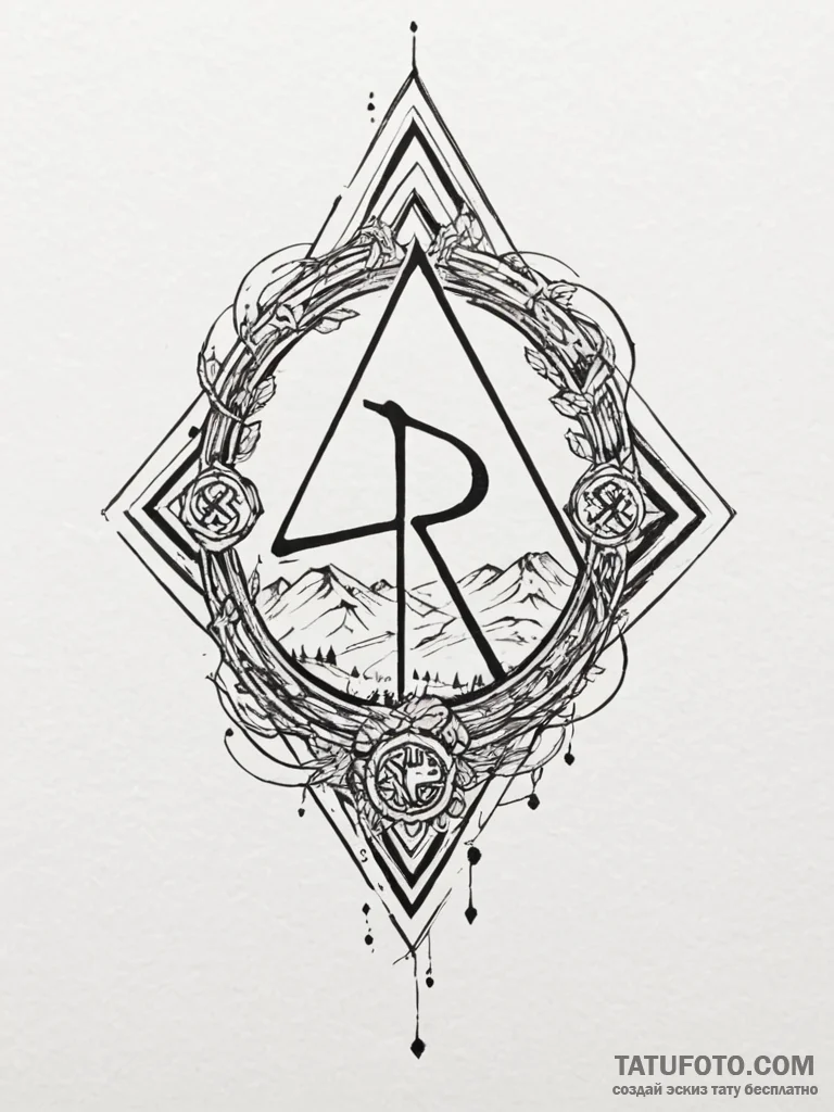 58. tattoo sketch: "mir" rune subtly incorpor... - эскиз тату (№1752683981_0, 16.07.2025 16:39) — Tatufoto.com