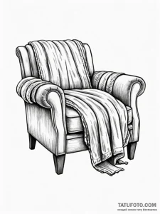 Tattoo sketch a comfortable armchair with a b... - эскиз тату (№1752684762_0, 16.07.2025 16:52) — Tatufoto.com