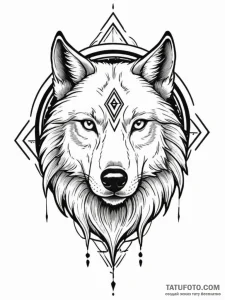 Tattoo design: a stylized wolf's head (veles'... - эскиз тату (№1752685006_0, 16.07.2025 16:56) — Tatufoto.com