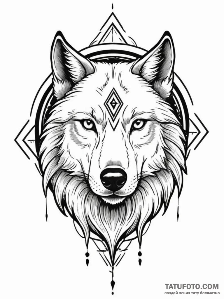 Tattoo design: a stylized wolf's head (veles'... - эскиз тату (№1752685006_0, 16.07.2025 16:56) — Tatufoto.com