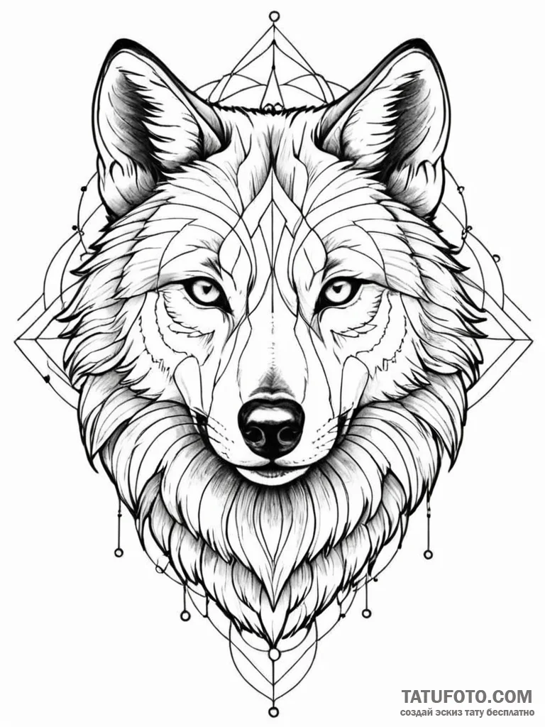 The intense, focused gaze of a wolf in a snow... - эскиз тату (№1752685089_0, 16.07.2025 16:58) — Tatufoto.com