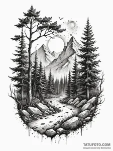 Tattoo sketch an ethereal mist rising from a... - эскиз тату (№1752685171_0, 16.07.2025 16:59) — Tatufoto.com