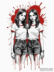 A trash polka portrait of the grady twins, wi... - эскиз тату (№1752685332_0, 16.07.2025 17:02) — Tatufoto.com