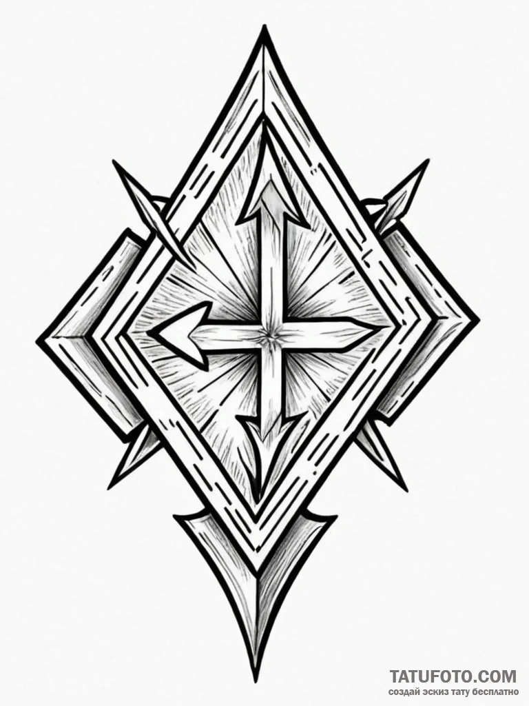 Tattoo design a single, sharp arrow pointing... - эскиз тату (№1752685414_0, 16.07.2025 17:03) — Tatufoto.com