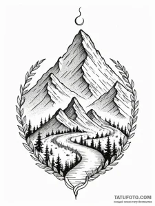 Tattoo sketch a path winding upwards towards... - эскиз тату (№1752685656_0, 16.07.2025 17:07) — Tatufoto.com