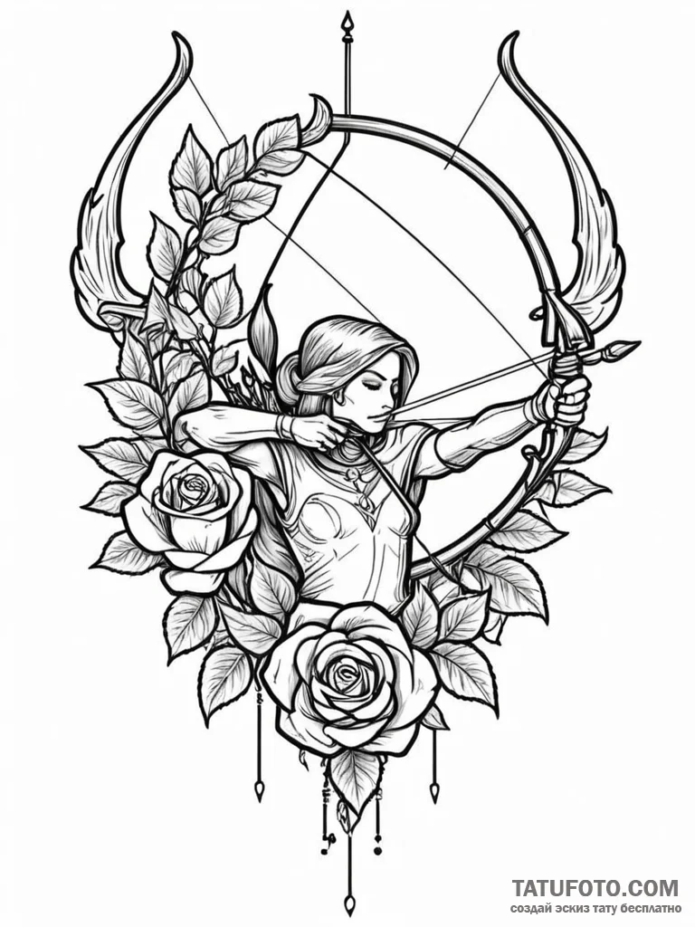 Tattoo sketch a sagittarius archer drawing a... - эскиз тату (№1752685902_0, 16.07.2025 17:11) — Tatufoto.com