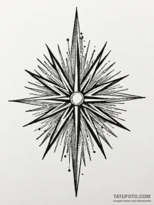 Tattoo sketch a starburst effect emanating fr... - эскиз тату (№1752685984_0, 16.07.2025 17:13) — Tatufoto.com
