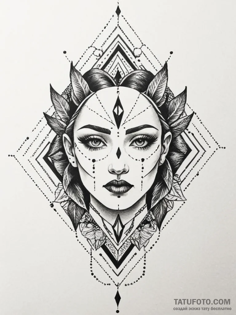 Tattoo sketch a stylized depiction of a mind,... - эскиз тату (№1752686314_0, 16.07.2025 17:18) — Tatufoto.com