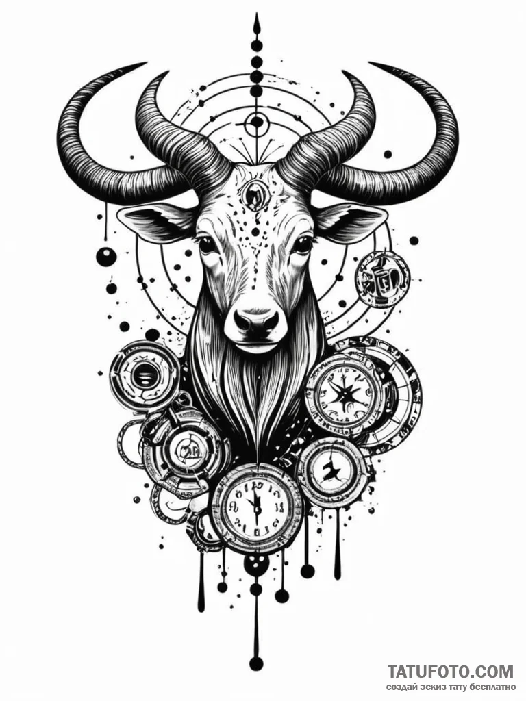 Tattoo design a zodiac animal with a specific... - эскиз тату (№1752686396_0, 16.07.2025 17:19) — Tatufoto.com
