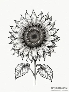 Sunflower, tattoo line art, sepia tone sketch... - эскиз тату (№1752686477_0, 16.07.2025 17:21) — Tatufoto.com