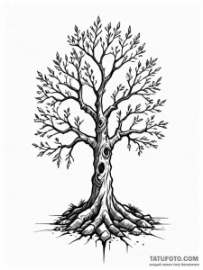Tattoo sketch a single, strong tree growing o... - эскиз тату (№1752686968_0, 16.07.2025 17:29) — Tatufoto.com