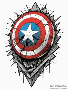 A graphic novel panel of captain america's sh... - эскиз тату (№1752687051_0, 16.07.2025 17:30) — Tatufoto.com