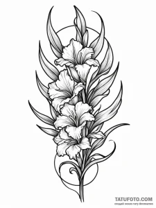 Gladiolus, tattoo line art, black outline onl... - эскиз тату (№1752687624_0, 16.07.2025 17:40) — Tatufoto.com