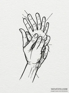 Tattoo design a hand gently holding a child's... - эскиз тату (№1752687707_0, 16.07.2025 17:41) — Tatufoto.com