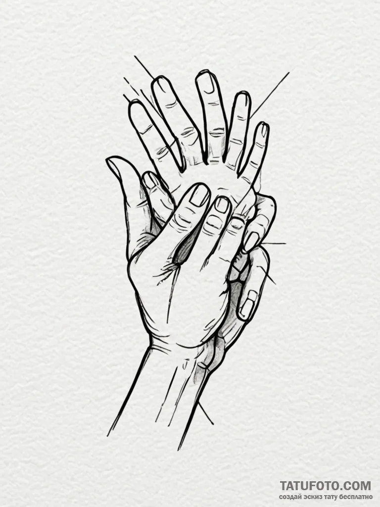 Tattoo design a hand gently holding a child's... - эскиз тату (№1752687707_0, 16.07.2025 17:41) — Tatufoto.com