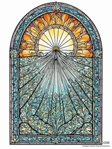 A shot of a stained-glass window with sunligh... - эскиз тату (№1752688221_0, 16.07.2025 17:50) — Tatufoto.com