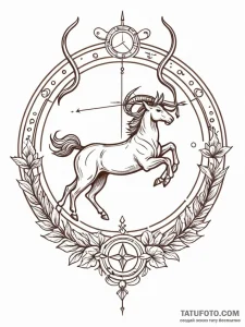 Sagittarius (zodiac sign), tattoo line art, o... - эскиз тату (№1752688374_0, 16.07.2025 17:52) — Tatufoto.com