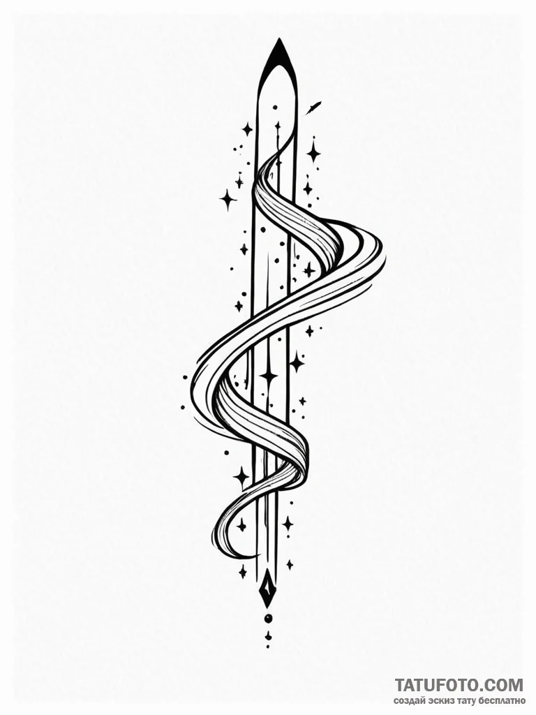 Tattoo sketch a stylized comet with a trailin... - эскиз тату (№1752688450_0, 16.07.2025 17:54) — Tatufoto.com