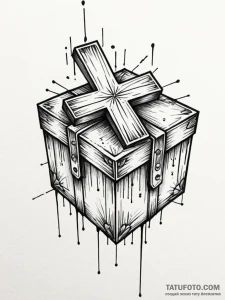 Linework tattoo of the gom jabbar and the box... - эскиз тату (№1752688761_0, 16.07.2025 17:59) — Tatufoto.com