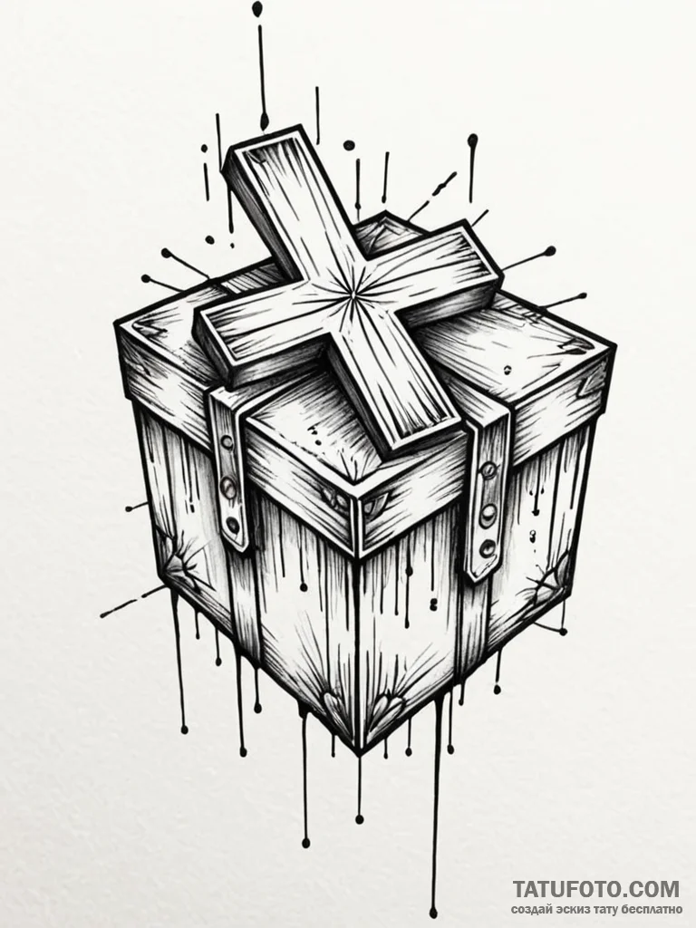 Linework tattoo of the gom jabbar and the box… — эскиз тату (№1752688761_0, 16.07.2025 17:59) — Tatufoto.com