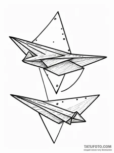 Tattoo design a small paper airplane flying f... - эскиз тату (№1752689739_0, 16.07.2025 18:15) — Tatufoto.com