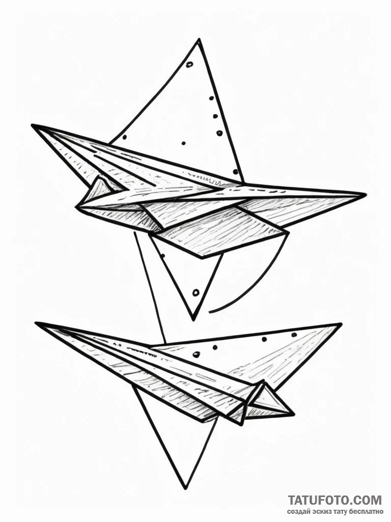 Tattoo design a small paper airplane flying f… — эскиз тату (№1752689739_0, 16.07.2025 18:15) — Tatufoto.com