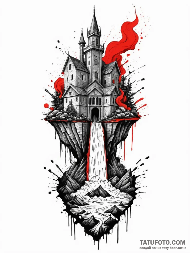 Tattoo design a powerful dam, holding back im... - эскиз тату (№1752689903_0, 16.07.2025 18:18) — Tatufoto.com