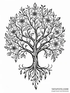 Tattoo design a stylized tree of life where t... - эскиз тату (№1752690066_0, 16.07.2025 18:21) — Tatufoto.com