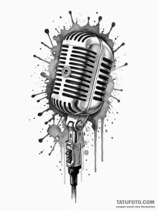 Tattoo sketch a desktop microphone with a pop... - эскиз тату (№1752690229_0, 16.07.2025 18:23) — Tatufoto.com