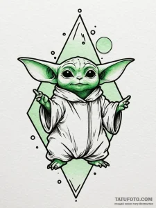 Watercolor sketch of grogu using the force, s... - эскиз тату (№1752690474_0, 16.07.2025 18:27) — Tatufoto.com