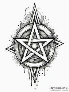 Pentagram, artistic tattoo sketch, on a clean... - эскиз тату (№1752690555_0, 16.07.2025 18:29) — Tatufoto.com