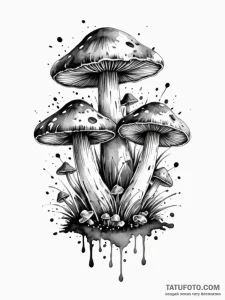 Mushrooms, artistic tattoo sketch, watercolor... - эскиз тату (№1752690637_0, 16.07.2025 18:30) — Tatufoto.com