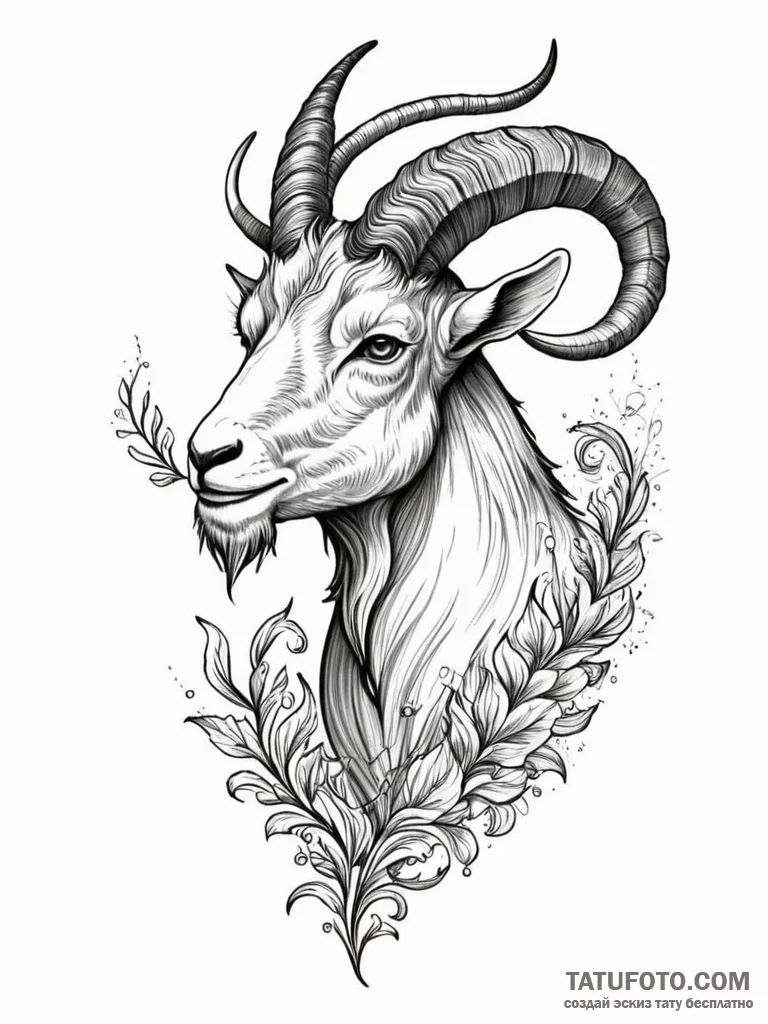 Tattoo design a realistic capricorn goat-fish... - эскиз тату (№1752690802_0, 16.07.2025 18:33) — Tatufoto.com