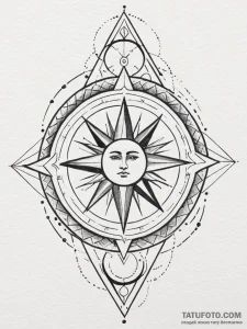 Tattoo design: a stylized kolovrat with subtl... - эскиз тату (№1752691371_0, 16.07.2025 18:42) — Tatufoto.com