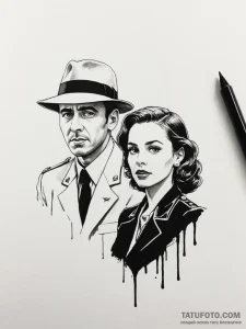 A sketch of the main characters from casablan... - эскиз тату (№1752691938_0, 16.07.2025 18:52) — Tatufoto.com