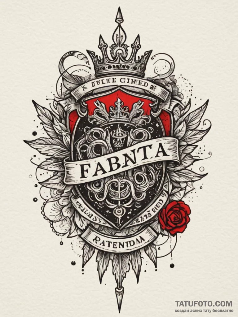 Tattoo sketch a royal banner with a family mo... - эскиз тату (№1752692990_0, 16.07.2025 19:09) — Tatufoto.com