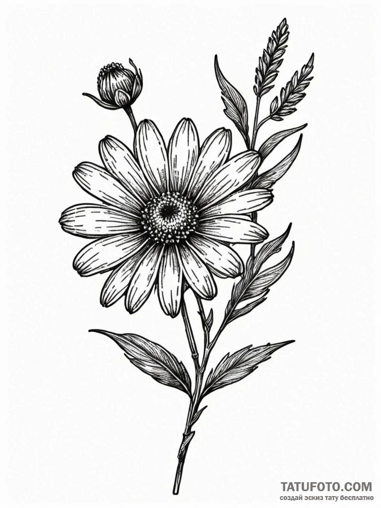 Tattoo sketch a slender sprig of lavender or... - эскиз тату (№1752693070_0, 16.07.2025 19:11) — Tatufoto.com