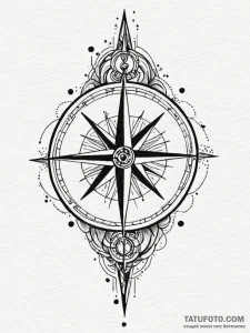 Tattoo design a compass pointing to an abstra... - эскиз тату (№1752693582_0, 16.07.2025 19:19) — Tatufoto.com