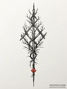 128. tattoo sketch: "rod" rune as a central e... - эскиз тату (№1752693889_0, 16.07.2025 19:24) — Tatufoto.com