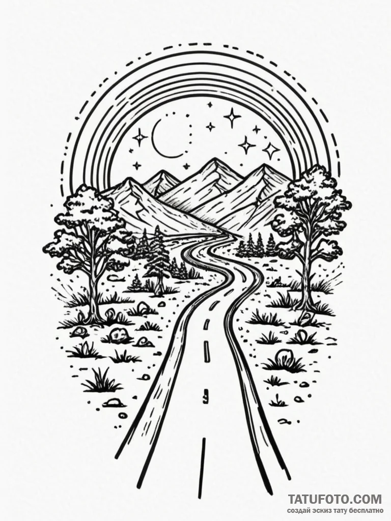р сѓрѕр° р р°рґсѓрір° (rainbow, road, joy, un… — эскиз тату (№1752694194_0, 16.07.2025 19:29) — Tatufoto.com