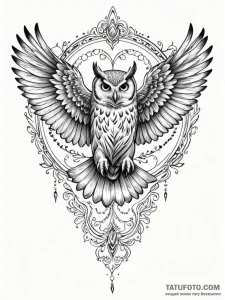 A sketch of hedwig the owl in flight., artist... - эскиз тату (№1752694512_0, 16.07.2025 19:35) — Tatufoto.com