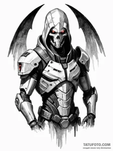 A trash polka design of a reaper from mass ef... - эскиз тату (№1752694671_0, 16.07.2025 19:37) — Tatufoto.com