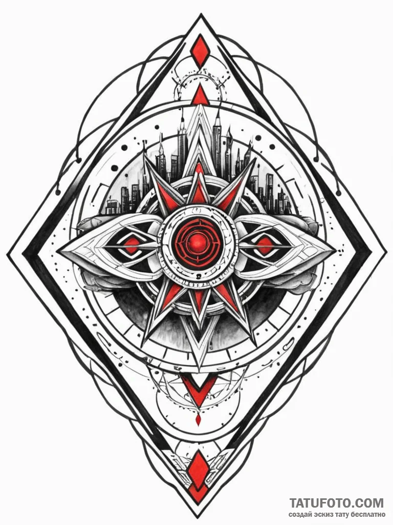 Tattoo sketch a futuristic cityscape at night… — эскиз тату (№1752695075_0, 16.07.2025 19:44) — Tatufoto.com