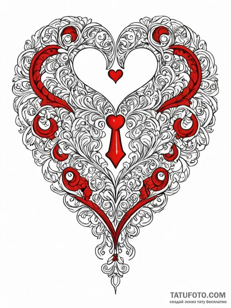 Tattoo sketch a heart with a keyhole, and a s… — эскиз тату (№1752695158_0, 16.07.2025 19:45) — Tatufoto.com