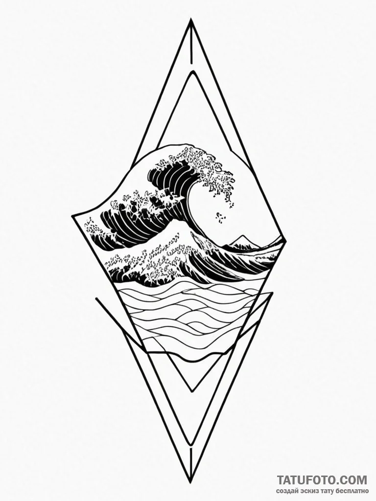 Tattoo sketch a minimalist geometric wave., c… — эскиз тату (№1752695241_0, 16.07.2025 19:47) — Tatufoto.com